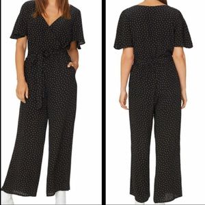 Sanctuary Black Jumpsuit with orange polka dots S